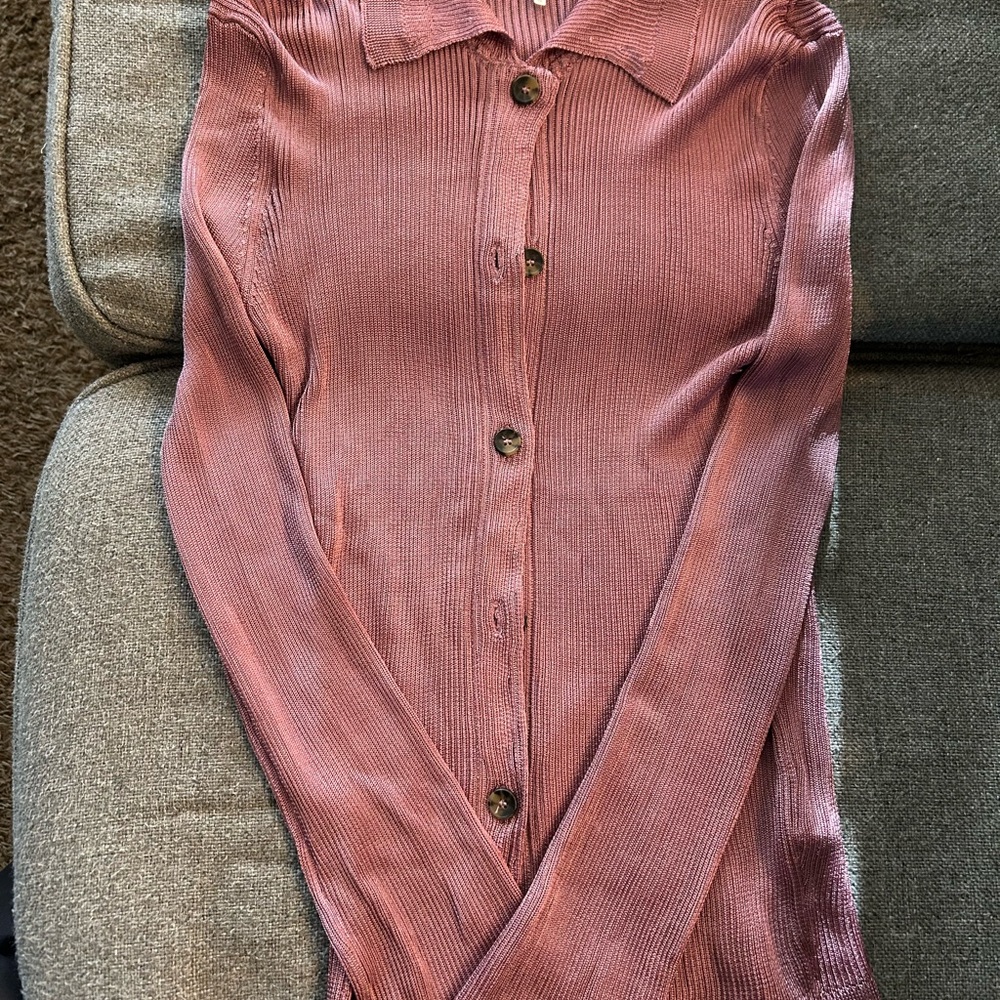 Pink Button-Up Cardigan